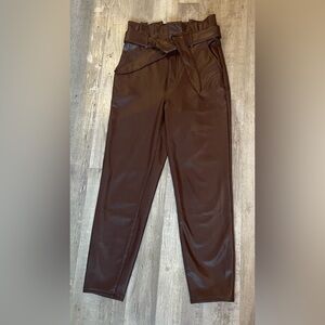 Abercrombie & Fitch Women’s Pants High Waisted Vegan Leather Ruffle Top Small